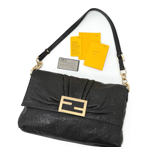 펜디 블랙 레더 미아 숄더 & 크로스백