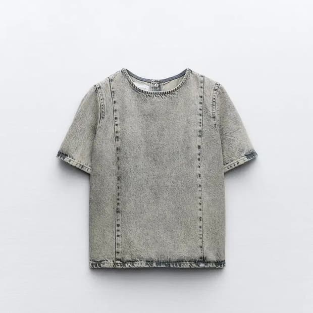 zara 자라 그레이 워싱 데님탑