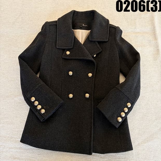 [88-98-165] 지컷 여성 금장단추 모직 더블 코트 0206(3)