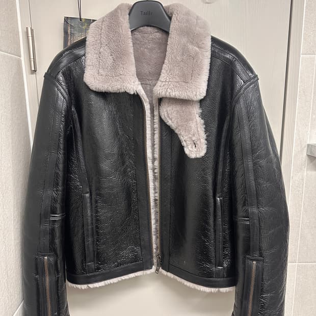 엘무드 바이커 크랙 램스킨 시어링 무스탕 블랙 46사이즈 판매