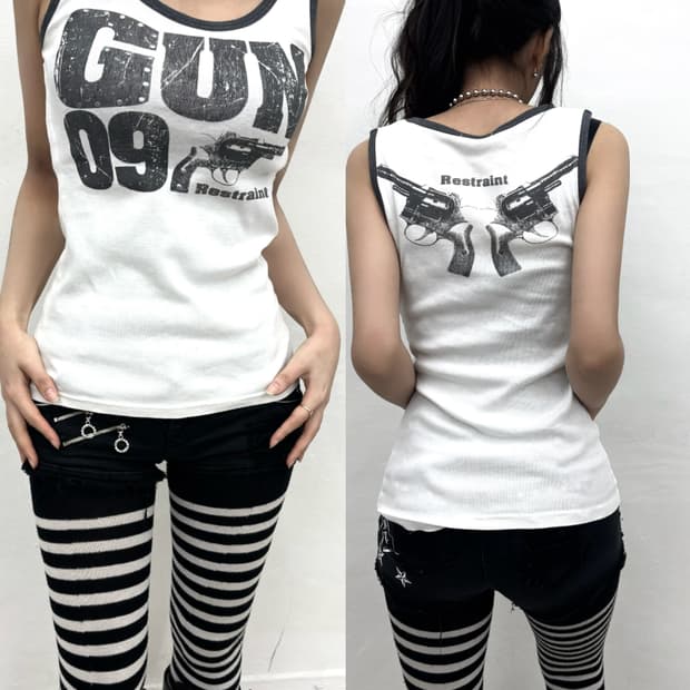 Sky bomber gun print stud detail tank to