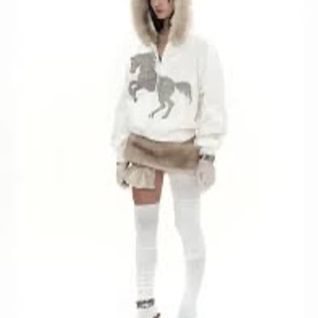 604서비스 스터드 후드집업 Studded Faux Fur Hoodie
