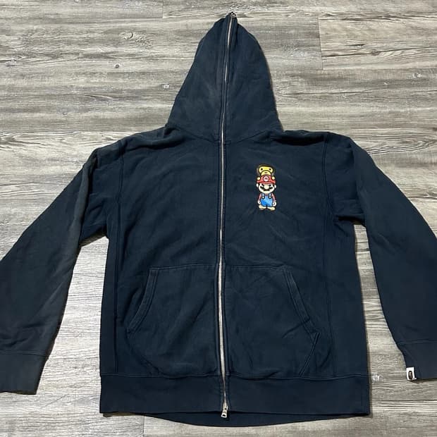 베이프 베이비 마일로 x 슈퍼 마리오 후드집업 블랙