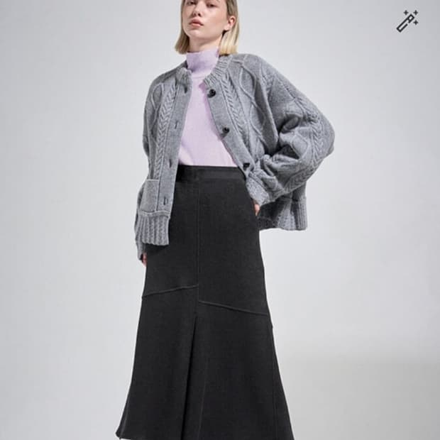 한섬 시스템 23년 언발란스 햄밴딩 스커트 