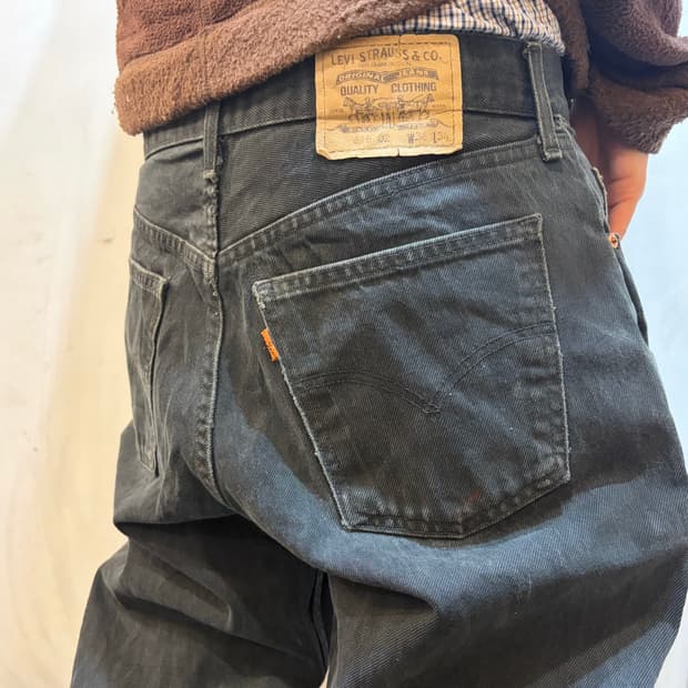 90s LEVIS 618 orange tab black denim pt