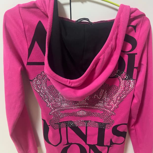 빈티지 핫핑크큐빅후드티 갸루 오네갸루 y2k