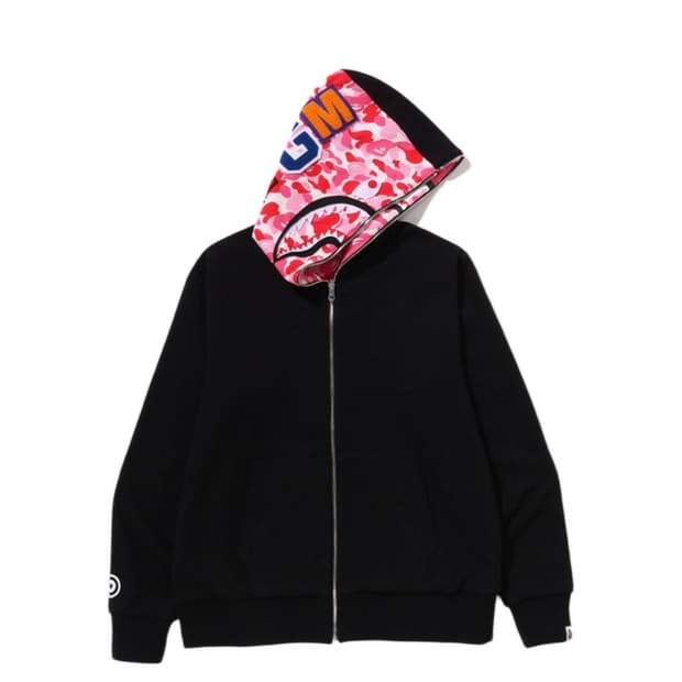 구함) 베이프 abc 카모 리버시블 샤크 후드집업 핑크