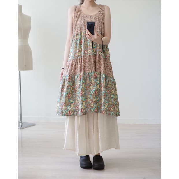 Shanti2 vintage floral tiered dress