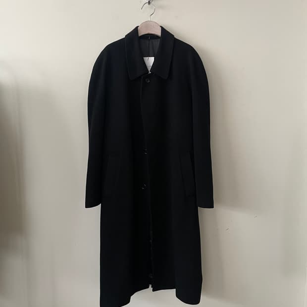 vintage black cashmere balmacaan coat