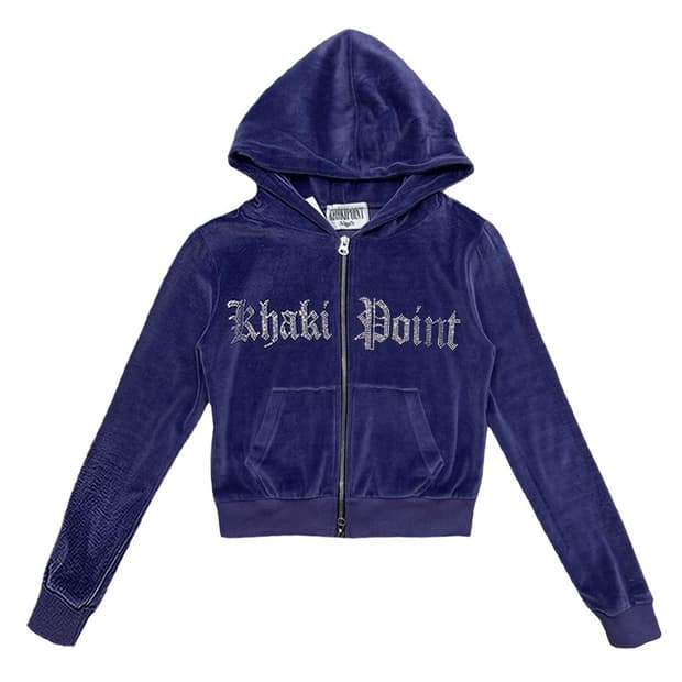 카키포인트 큐빅 벨벳 후드집업 퍼플 OS