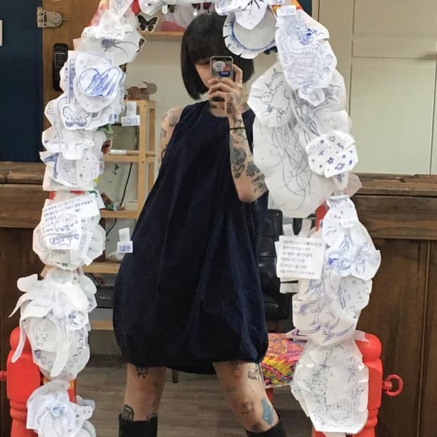 엔지니어드가먼츠 벌룬핏 미니 원피스