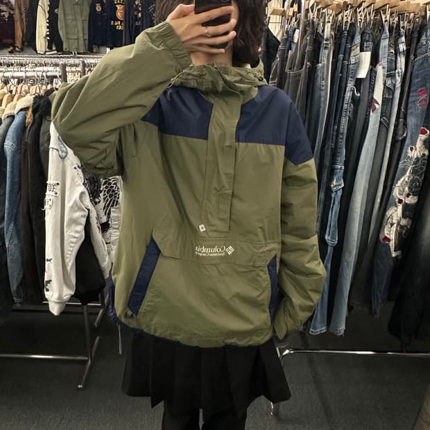 XL)콜롬비아 고프코어 배색 하프집업 패딩 바람막이