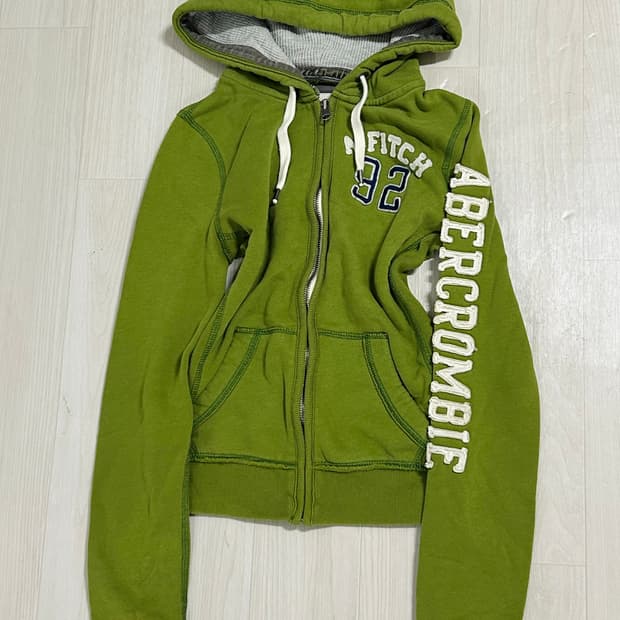 💚유일매물 아베크롬비 사이드로고 연두색 딱붙핏 후드집업 그린 🫒