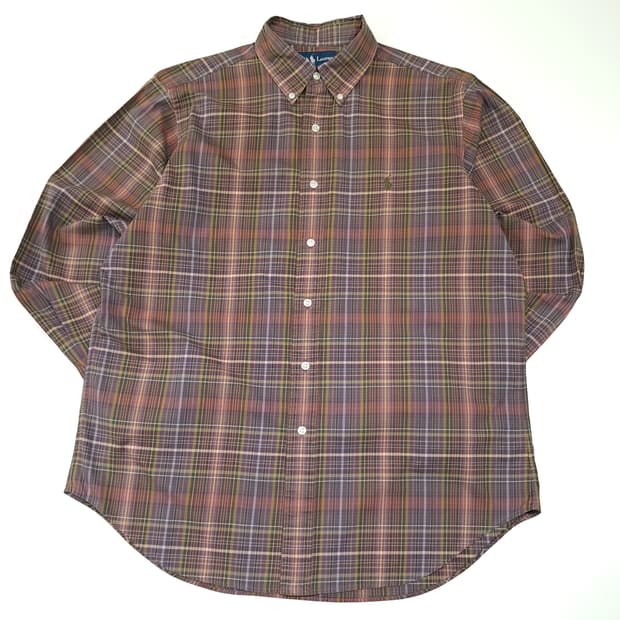 CL725 L 폴로 00s 버튼다운 퍼플레드 마드라스체크 셔츠 남방