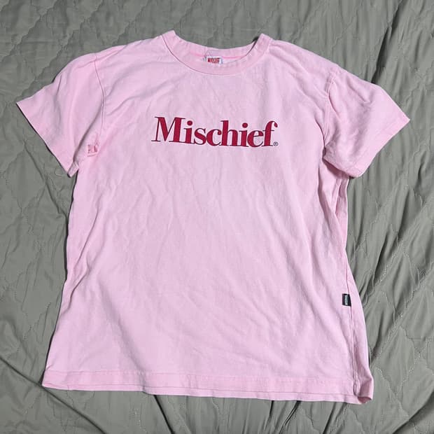 미스치프 핑크색 반팔 M 반팔티 분홍 데일리 티셔츠