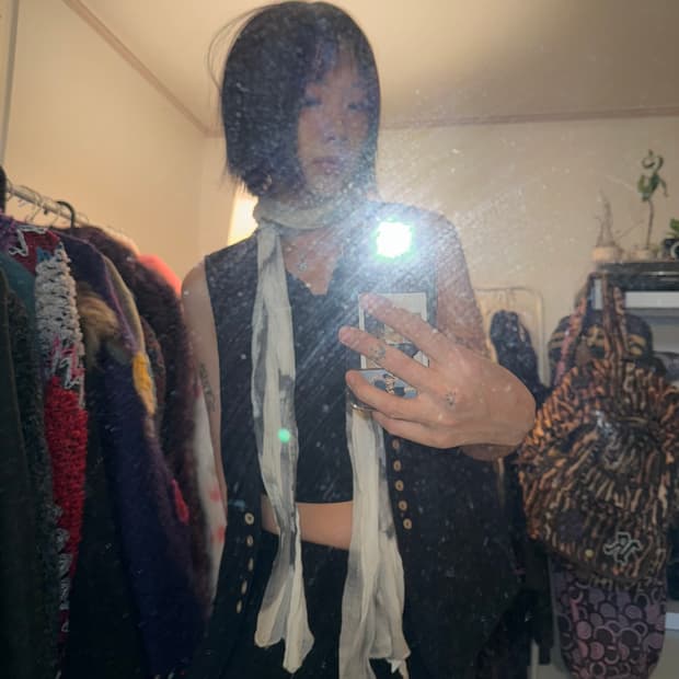 VTG 버튼 린넨 베스트