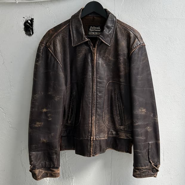 70's Sears 오크브룩 디스 레더 자켓 빈티지 레더 가죽 자켓