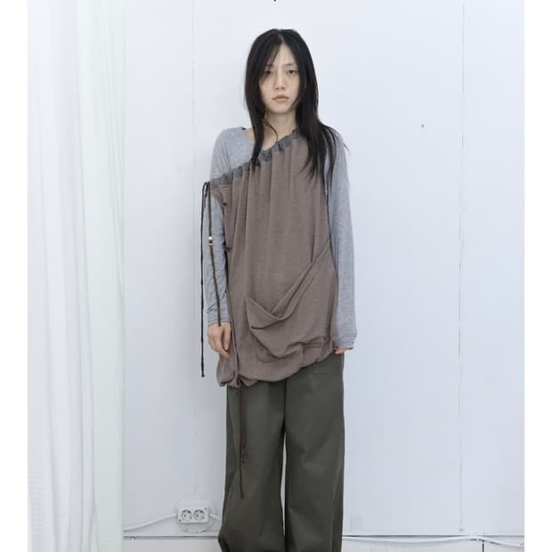 타일즈 덤플링 스커트 브라운