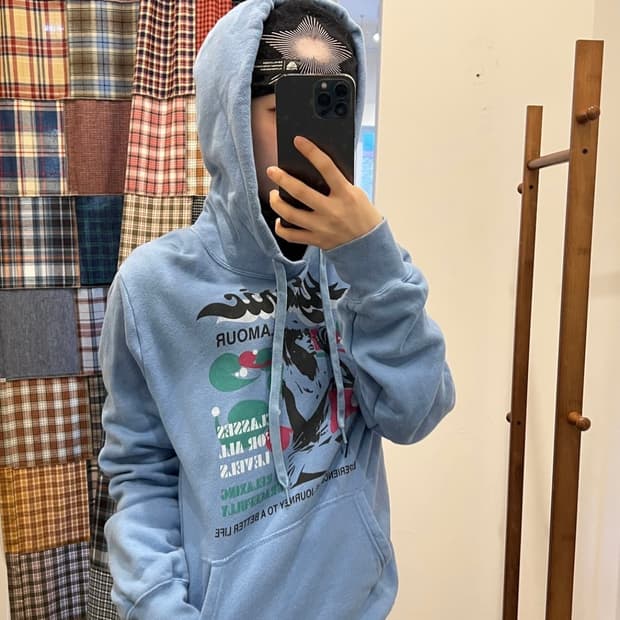 히스테릭글래머 히스걸 스카이블루 후드티