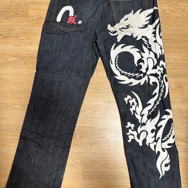 용 프린팅 데님