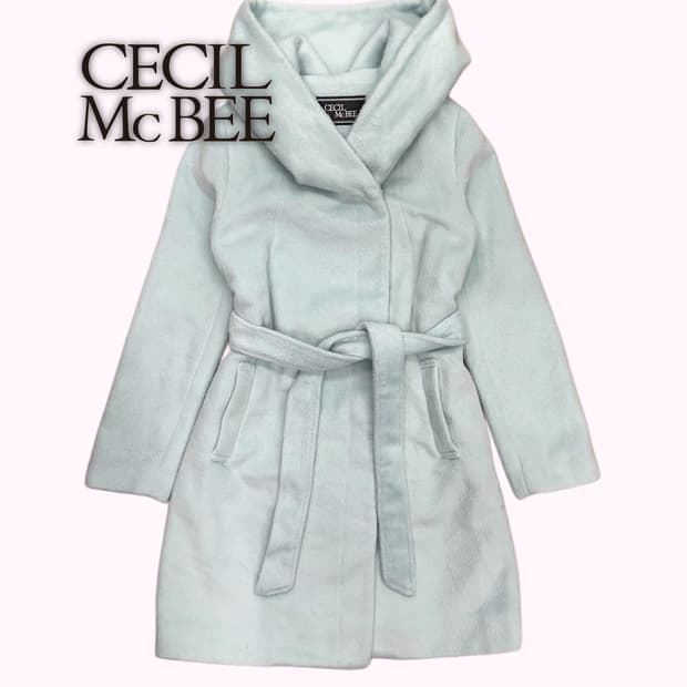 CECIL MCBEE pale blue belted robe coat