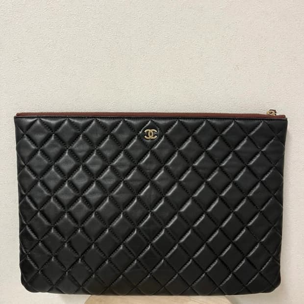 샤넬 램스킨 클러치백 블랙