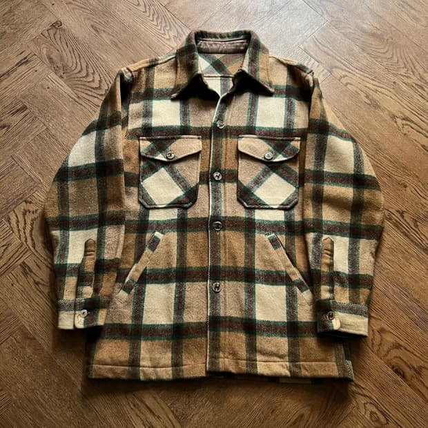 [L]90's VAN JAC 타탄체크 울 셔츠 자켓