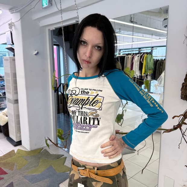 glitter cubic print raglan t-shirt