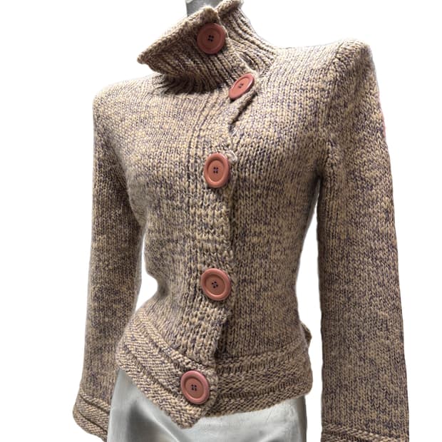 SYSTEM 빅버튼 하이넥 가디건 