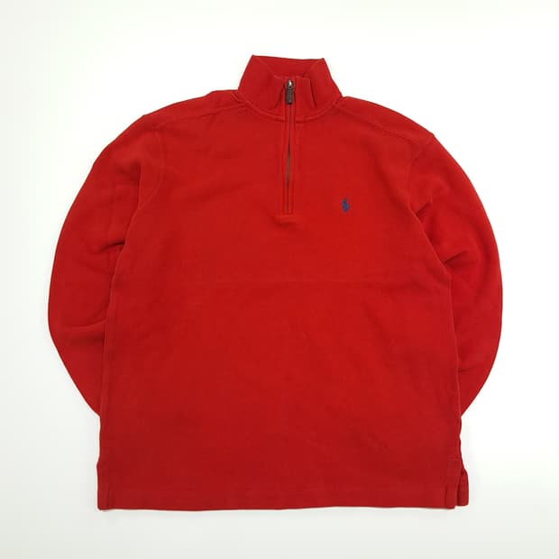 CN808 S 폴로 랄프로렌 레드 하프집업 긴팔 니트 스웨터