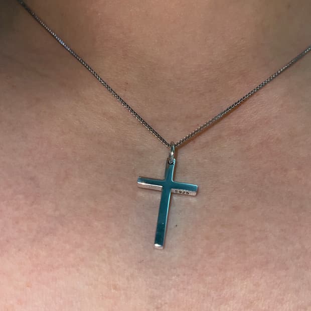 S925 미니 크로스 팬던트 목걸이 여자목걸이 은목걸이 크롬하츠무드
