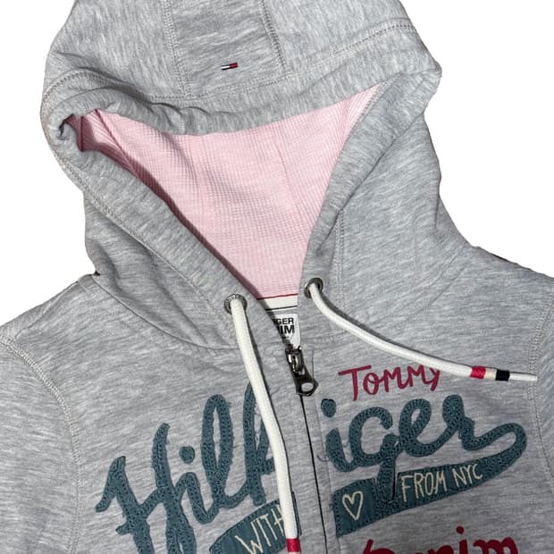 타미힐피거 그레이핑크 하트 후드집업