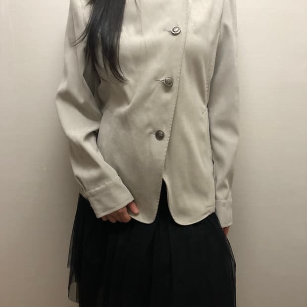 빈티지 라이트그레이 스웨이드 버튼 자켓