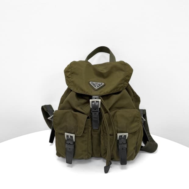 프라다 나일론 투포켓 백팩 카키