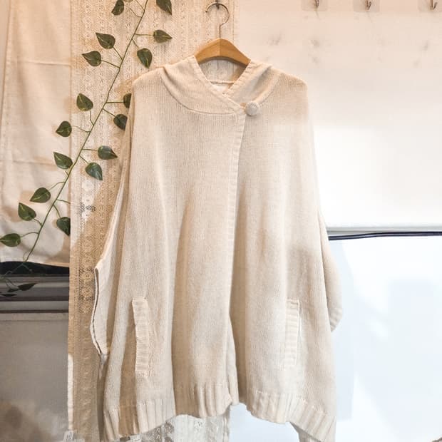 퓨어 모리 후드 케이프 가디건