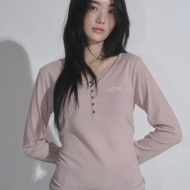 애즈온 버튼티 핑크