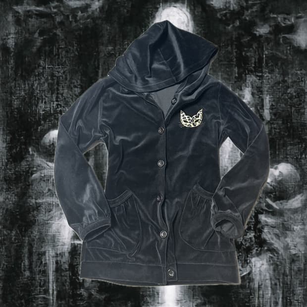 벨벳 Y2k 갸루 고양이 후드버클 