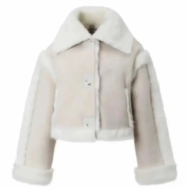 쓰리타임즈 버니퍼 무스탕 21fw 아이보리 핑크