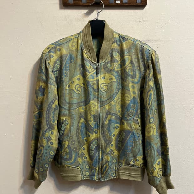 입생로랑 아카이브 패턴 블루종 자켓