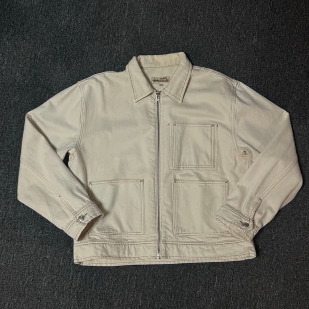 스투시 네추럴 색상 집업 워크 자켓