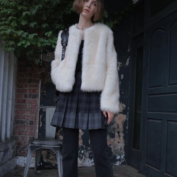 리히트 reheat 퍼자켓 퍼 아이보리