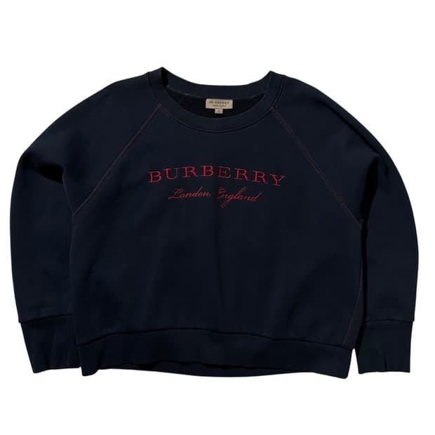 버버리 로고 스펠아웃 맨투맨 네이비