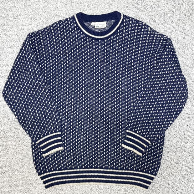 80s 빈티지 THE VIKING KARRSON 버드아이 피셔맨 니트