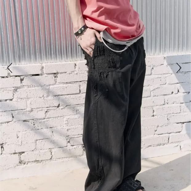 [3] 폴리테루 1011 보로데님팬츠 블랙