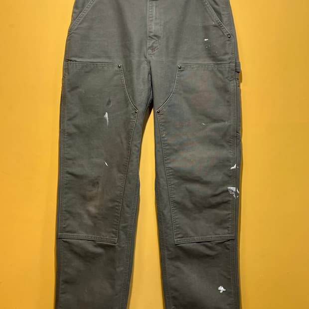 [34x32] 칼하트 더블니 워크팬츠 B136 MOS 모스그린 빈티지