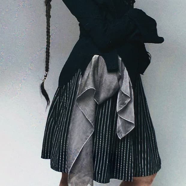 투티/0151 스트라이프 레이어드 스커트