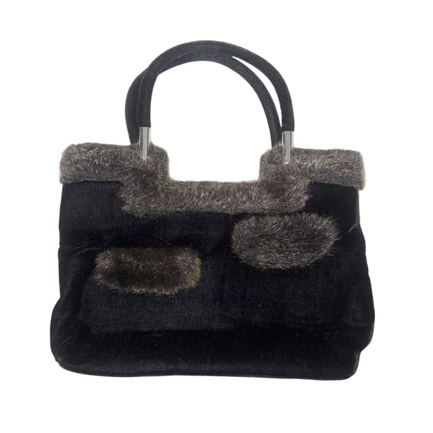 Black/brown fur handbag