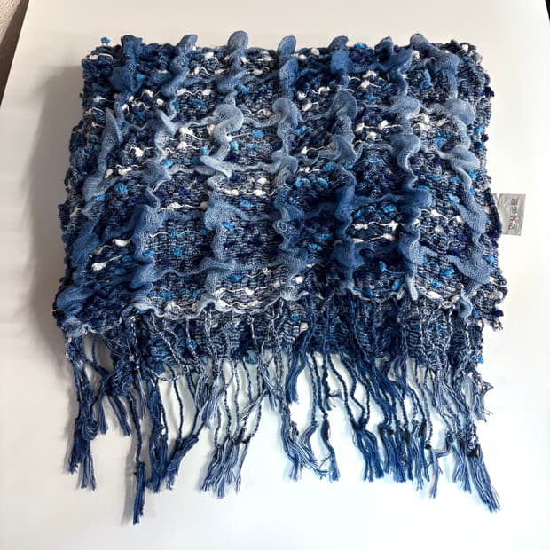 블루 트위드 직조 히피 스카프 머플러 (JPN)