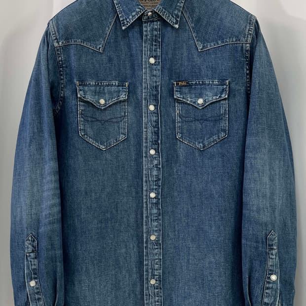 폴로 랄프로렌 콘초 사우스 웨스턴 워시드 데님 셔츠