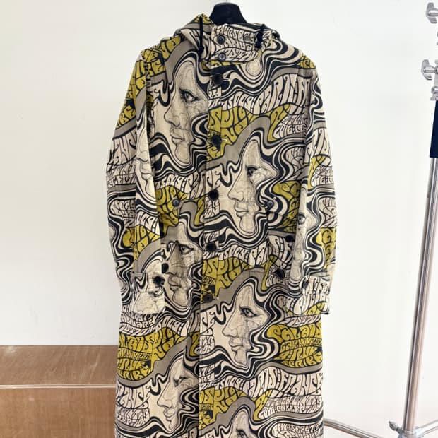 드리스 반 노튼 16AW 브라운 사이키델릭 프린팅 데님 코트